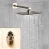 POIQIHY Cabezal de ducha de lluvia negro mate Cuarto de baño 81012 pulgadas Cabezal de ducha superior ultrafino con brazo de ducha de latón montado en la pared 201105