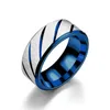 roestvrij staal streep twill ring eenvoudige band goud blauw zwart ring vinger ringen band ring manchetten vrouwen mannen liefhebbers mode-sieraden