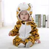 Nyfödd Baby Romper Pojke Flickor Pyjamas Djur Tecknad Romper Huvoveraller Lejon Apa Tiger Gris Djur Cosplay Kläder 20220225 H1