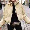 BerryGo Casual Cord dicken Parka Mantel Winter warme Mode Oberbekleidung Mäntel Frauen Oversize Streetwear Jacke Mantel weiblich 201225