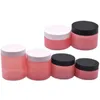 Skincare Cream Bottle Empty Clear Red PET Plastic Hair Wax Pots Plastic Lid Cosmetic Packaging Refillable Containers 250ml 200ml 150ml 100ml