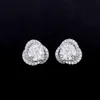 Transgems Boucles d'oreilles en forme de fleur en or blanc 14 carats Type de halo Centre 1ct F Couleur Moissanite Boucles d'oreilles en diamant Push Back Y200620