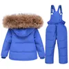 Детская девушка зима пуховик и комбинезон набор для детей сгущает теплый меховой воротник куртка для девочек младенческий снег 0- LJ201124