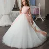 Kind meisje elegante bruiloften parel bloemblaadjes meisje jurk prinses partij Pageant lange mouw kant tule voor 3 4 5 6 7 8 9 10 11 12 jaar LJ200923