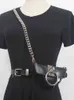 [EAM] PU Leather Black Mini-Bag Łańcuch Długi Szeroki Pas Osobowości Kobiety Nowy Moda Tide All-Match Spring Autumn 2022 1DE6247 AA220312
