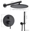 Matte Black Shower Faucet Prass هطول الأمطار الخلاط الخلاط الخلاط في inwall 8101216