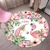 Europe du Nord Flamingo Licorne Tapis Rond Dessin Animé Salon Chambre Enfants Jouer Tapis Chaise Suspendu Panier Cercle Tapis Antidérapant 220301