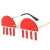 熱い女性の男性リムレスサングラス半円タッセルデザインサンメガネ面白いゴーグルマスカーレードパンク眼鏡蘭の華氏A ++ 7色