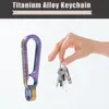 Keychains Portable Titanium Alloy Keychain Pendant Super Lightweight Mini Elastic Press Hanging Buckle Backpack Ornaments Key Rings Fred22