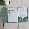 Rustic Wedding Invitations Marriage Quinceanera Dark Green Leaf Flower Laser Cutting Custom Printing Multi Colors Weeding Supply H1231