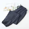 Lavado 100% algodón Pijamas para hombres Pantalones caseros Pantalones sueltos de gran tamaño Pantalones de dormir de algodón puro Cordones Pantalones de pijama para hombres Otoño Homewear 201023