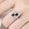 Star Rings Fyllda Ringar För Kvinnor Mode Smycken Finger Ring Med Äkta Svart CZ