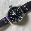 46mm Big Pilot IW500912 Asian 2813 Automatic Mens Watch 7 Day Power Reserve Black Dial Steel Case Leather Strap Gents Sport Watches Timezonewatch E115A (1)