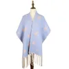 Bufanda gruesa de invierno para mujer, manta acrílica con borlas, chales para mujer y envoltura, bufandas de lana con estampado de estrellas Foulard6456948