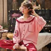 Yeni Ev Giymek Uzun Kollu Pamuk Sonbahar Kış Pijama Rahat Uyku Seti 2 adet Kıyafeti Sevimli Babydoll Pijama Pijama Takım Y200708