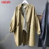 Tangada المرأة المتضخم صديقها نمط خندق معطف 2020 أزياء السيدات عارضة الربيع قمم عالية الجودة ASF40 T200810