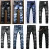 Męskie dżinsy Zgryzione Ripped Skinny Jean Moda Slim Motocykl Moto Biker Przyczynowe Męskie Dżinsowe Spodnie Hip Hop Mężczyźni Dżinsy Odzież Odzież