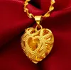 Classical Women Jewelry Real 18 K Gold&heart Design Pendant Necklace 16-30 Inch Water Wave Chain