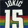 Personalizzato cucito Jokic # 15 Sponsor Patch Logo Swingman Player Jersey XS-6XL Uomo Ritorno al passato Maglie da basket Uomo economico Donna Gioventù