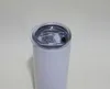 20 oz süblimasyon Düz sıska tumbler Blanks Beyaz Paslanmaz Çelik 20 oz Vakum Yalıtımlı Metal Bardaklar Kapak Pipetleri ile DIY Baskı için