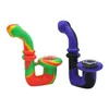 Tubo de silicone em forma de L erva seca erva inquebrável e portátil percolador bong twisty vidro blunt tubos de fumo