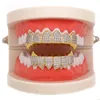 Hip Hop Fang Denti da vampiro Grillz Top Bottom Set per uomo Oro argento Micro Pave Cubic Zirconia Bling Iced Out Rapper Jewelry