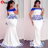 2022 2022 Ano Novo's Aso Ebi Styles Sereia Vestidos formais com PePlum 2022 Off Shoulder Lace Floral Africano Nigeriano Ocasião Prometo Vestido de Festa