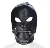 Avtagbar Zip Lock Mask Bondage Hood Soft Leather Collar Halloween Sex HeadGear Face Mask Vuxen BDSM Sex Toy Bed Spel Set