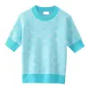 2022 Mode Kvinnor Stickade T-shirts Lyx Designer Letter Pullover Casual Toppar T-shirts