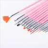 15 PCS Professionella gelspikborste 15 storlekar nagelkonst akrylborste pennpennor trähandtag prickande ritning pensel set7506728