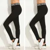 Leggings sportivi da palestra per allenamento da donna Pantaloni lunghi slim da fitness Pantaloni elasticizzati da donna neri