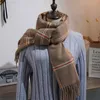 Hot Sale-2020 New Winter woman Wool plaid Scarf Female big size European and American StripesSimple Chequered Shawl Neck