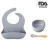 Utensílios de mesa do bebê Crianças que alimentam a tigela antiderrapante impermeável babadores BPA de colher BPA livre pratos de silicone para a placa de bebê lj201221