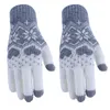 Skidhandskar Kvinna Vinter för skidsport Touch Screen Mantens Women Christmas Snowflake Full Finger Wrist Gants Femme1
