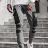 Herrbyxor Mens Casual Solid Multi-Pocket Byxor Streetwear Slim Drawstring Cargo Pencil Male 2021 Fashion Tunna Jogging Sweatpants