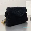 Otoño nuevo bolso de mensajero de felpa bolso de piel monedero estilo sobre bolsos de hombro peludos carta de moda cadena dorada bolsos con solapa