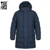 Tiger Force New Men's Winter Jacket Negócio Casual Overcoat Com capuz Moda Long Moda Espessa Homens Ao Ar Livre Casaco Quente Parka 70734 201217