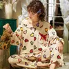 Yeni Ev Giymek Uzun Kollu Pamuk Sonbahar Kış Pijama Rahat Uyku Seti 2 adet Kıyafeti Sevimli Babydoll Pijama Pijama Takım Y200708