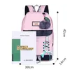 Fengdong Fashion Black Pink Pink Waterproof Nylon School Process for Girls Korean Style Cute Bowknot Bags 201117