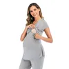 Pijamas Set para mulheres grávidas maternidade sleepwear roupas de enfermagem de algodão de verão amamentando nightwear casa desgaste casa tops + calças lj201123