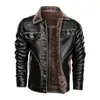 Chaquetas de cuero real para hombres de alto grado Abrigos de cuero marrón grueso cálido Ropa Hombre Biker Chaquetas Turn-Down Collar Hombres Shearling LJ201029