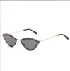 Mulheres Vintage Marca Designer Sunglasses Cat Eye Triângulo Óculos Dazzle Dazzle Cor Ocean Peça Point Ponto Broca De Rimless Sun Óculos
