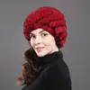 Vente chaude femmes vrai chapeau 100% vrai bonnet naturel bonne qualité bonnets tricotés élastiques