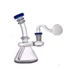 5.5inch Hookahs Glass Bong Colorful Heady Recycler Dab Rigs Small Bubbler Beaker Ashcatcher Shisha with 14mm Male Glass Oil Burner Pipe