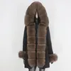 BLUENESSFAIR 2020 Parka imperméable manteau de fourrure véritable veste d'hiver femmes col de fourrure de renard naturel capuche épais chaud survêtement Streetwear LJ201201