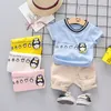 Penguin Pattern Kids Short Sleeve Suit Baby Boys Girls Clothing Sets Children's T-shirts+Shorts 2Pcs Boy Girl Clothes Cute KidsX1019