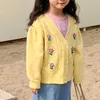 Pullover Deer Jonmi 2022 Spring Baby Girls Knitted Sweater Handmade Embroidery Floral Kids Cardigan Coat Korean Style Children Sweaters