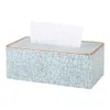 Marble Golden rim Tissue Box Desktop Washroom Napkin towel Holder Office Desk Tissue Protected Case Metal rim Ice Creak Box Y200328