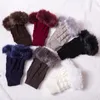 Cinq doigts gants hiver femme sans doigts sans pompon fausse fourrure poignet mitaines tricot patchwork guantes peluche handschoenen1