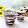 200ml transparent tiramisu glass kopp plast mousse cupcake koppar engångsgel med lock pudding dessert sets party supplies